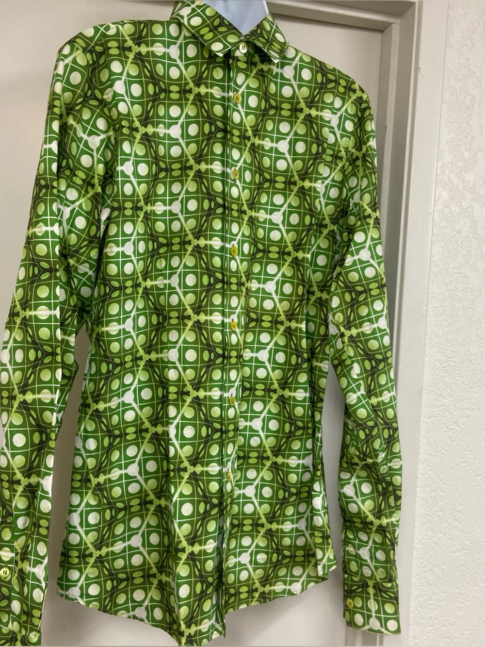 Miu Miu Green Geometric Button-Down Shirt